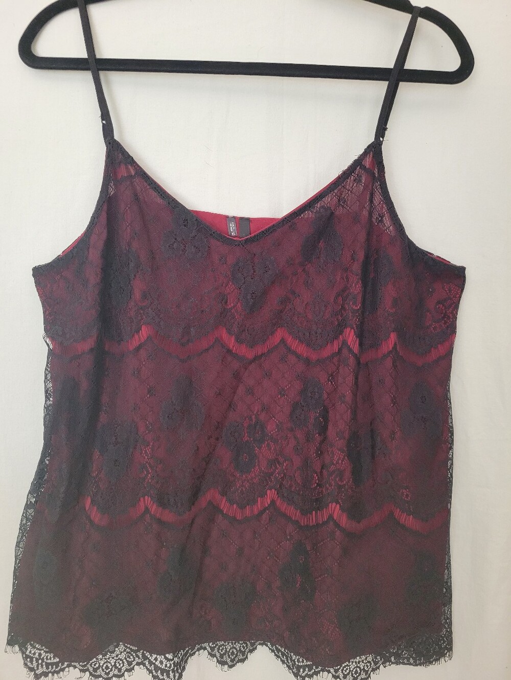 Lace Cami Red Black Size XL Spaghetti Straps Moody Goth
